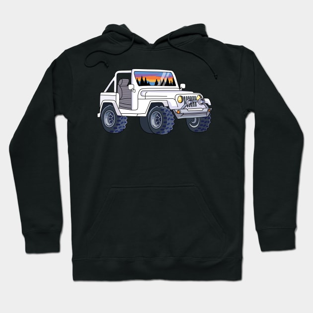 Aesthetic White Jeep Hoodie by SuperrSunday